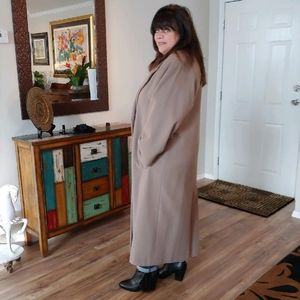 Floor length coat.